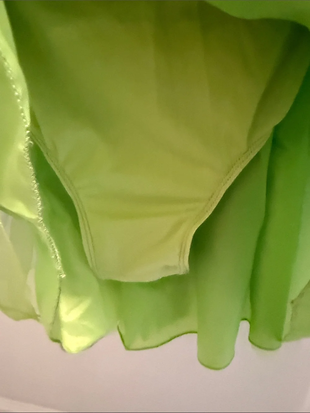 Disney tinker Bell Green Fairy Princess Costume Dress with Blue Flower built in